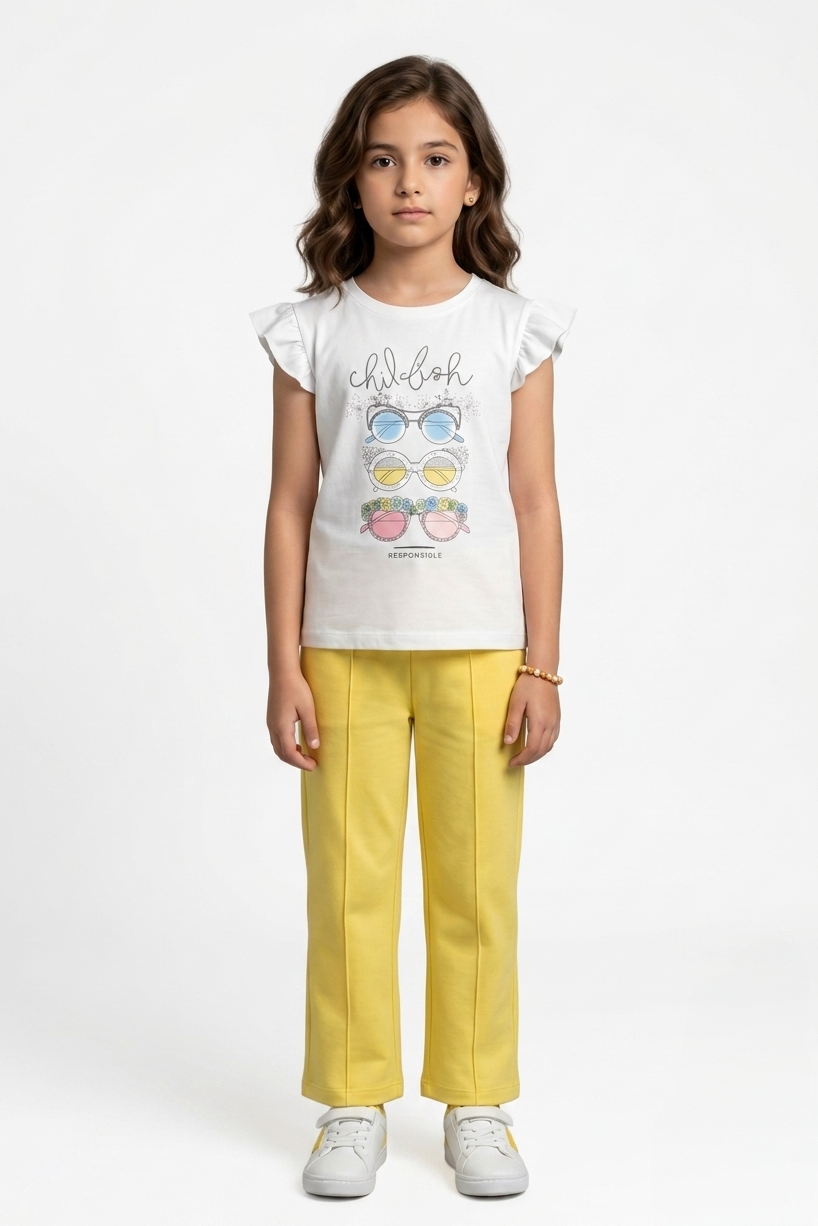 Girls Premium Quality "Childish" Printed Summer Suit