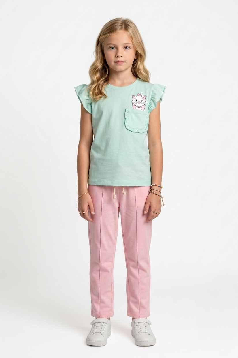 Girls Premium Quality "Kitty" Printed Summer Suit