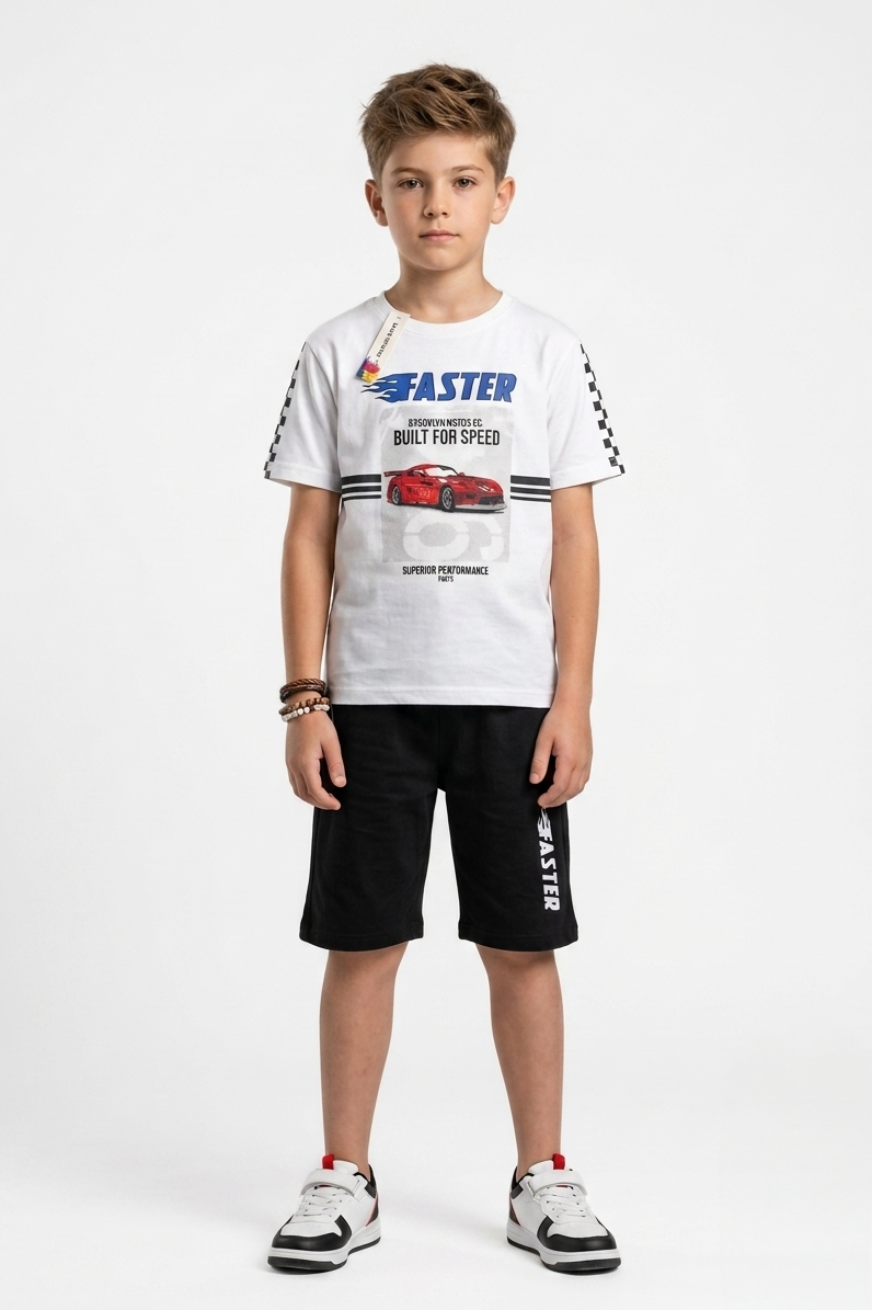 Premium Quality "Faster" Printed Summer Suit For Boys