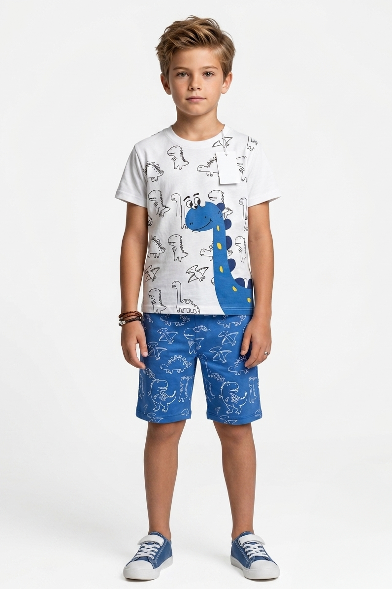 Premium Quality "Dino" Printed Summer Suit For Boys