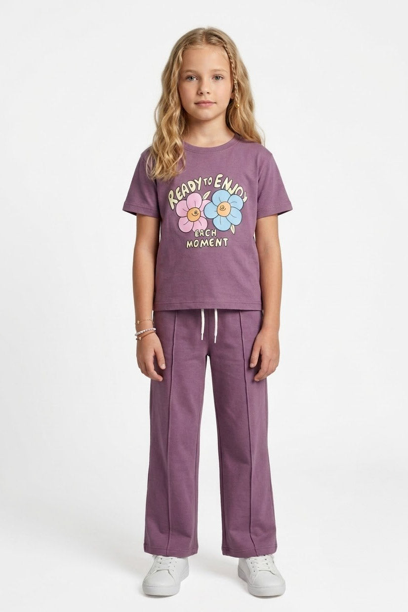 Girls Premium Quality "Ready To Enjoy" Printed Summer Suit