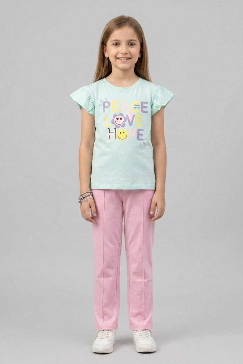 Girls Premium Quality "Smily World" Printed Summer Suit