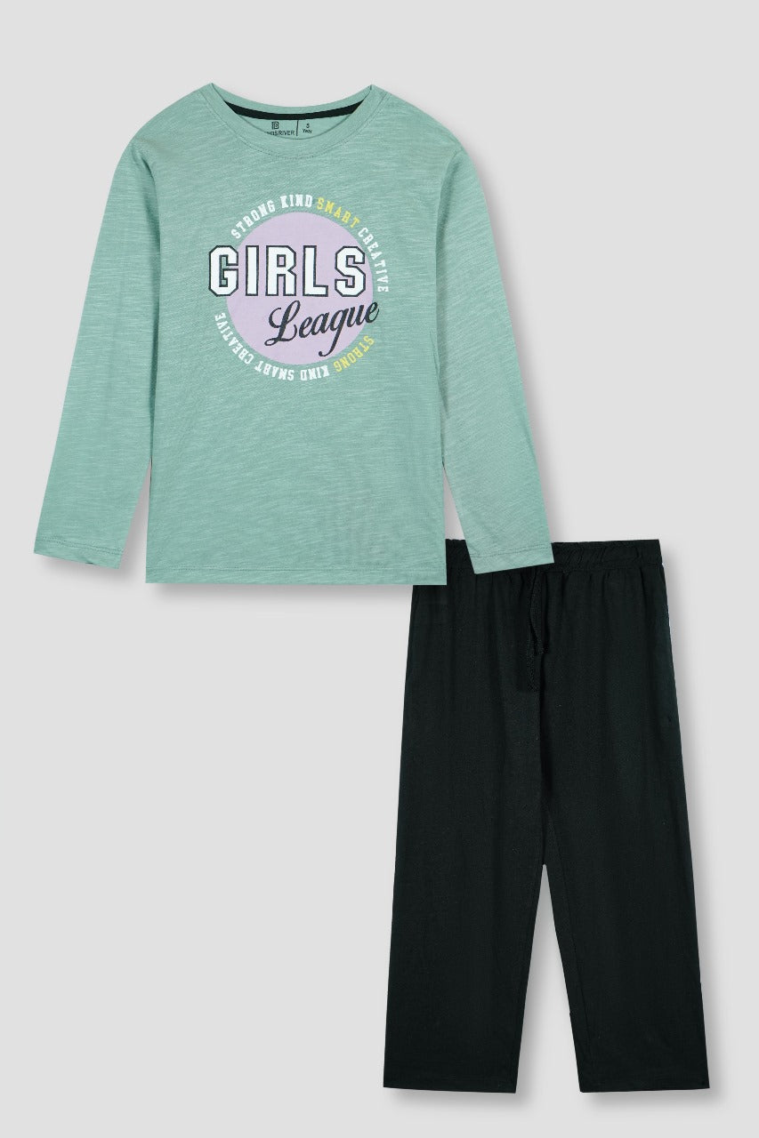 Premium Quailty &quot;Girls League&quot; Printed Full Sleeves Summer suit
