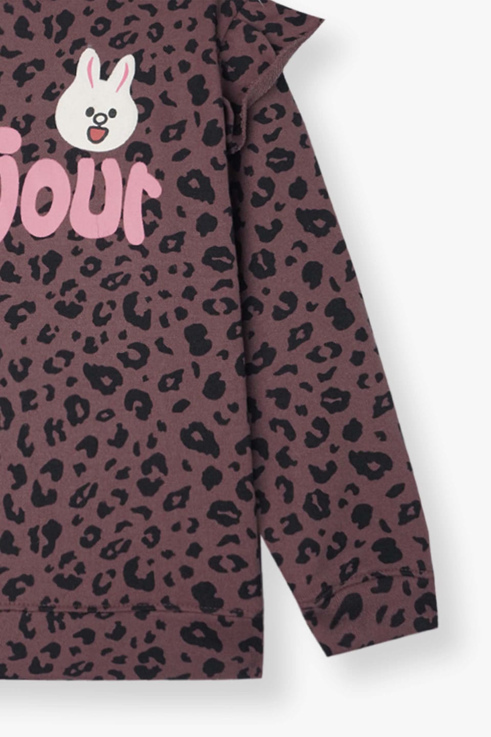 Premium Quality &quot;Bonjour&quot; Printed All-Over Frilled Sweatsuit For Girls