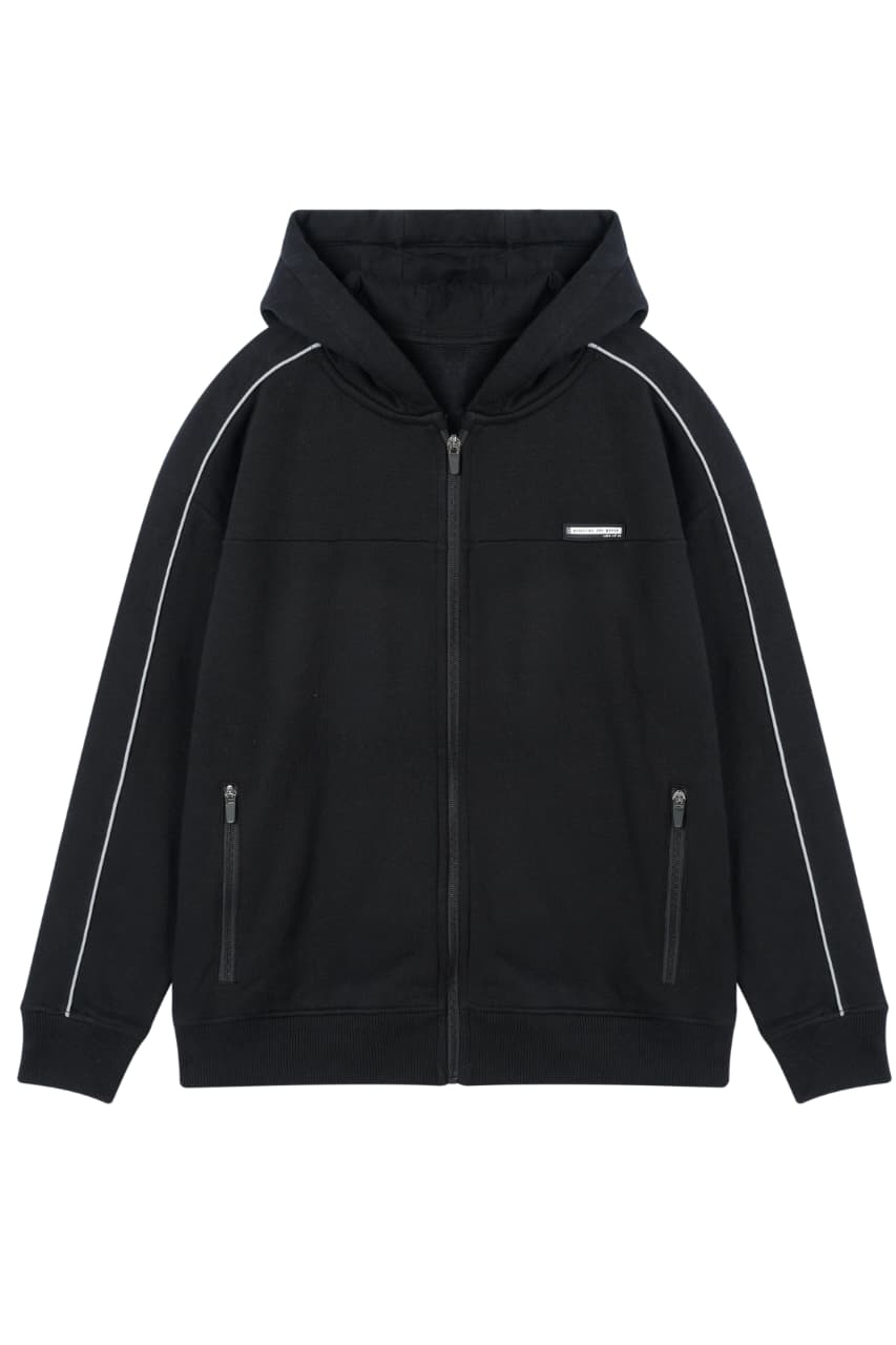 Premium Quality Fleece Zipper Black Hoodie For Kids