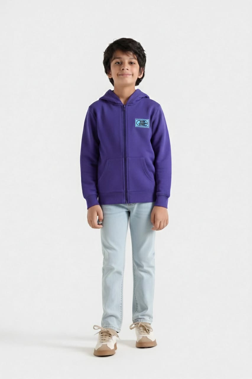 Boys Premium Quality Printed Fleece Zipper Hoodie