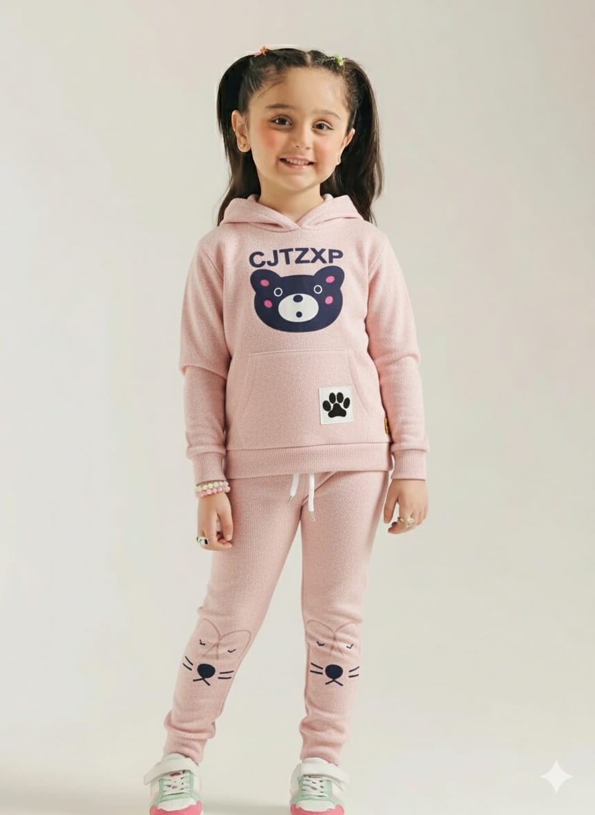 Premium Quality Printed Knit Sweater fleece Suit for Girls
