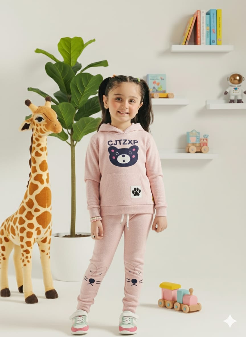Premium Quality Printed Knit Sweater fleece Suit for Girls