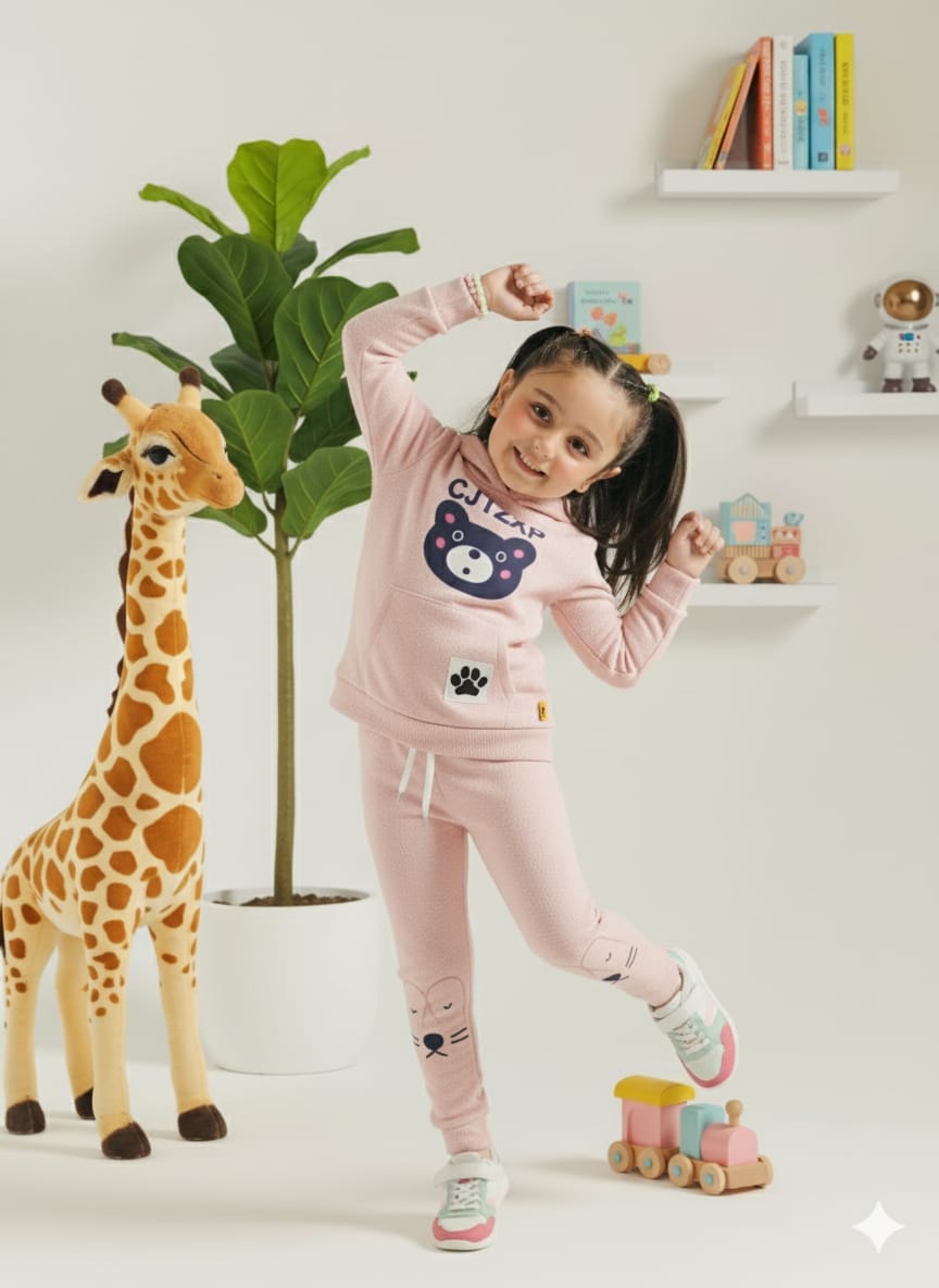 Premium Quality Printed Knit Sweater fleece Suit for Girls