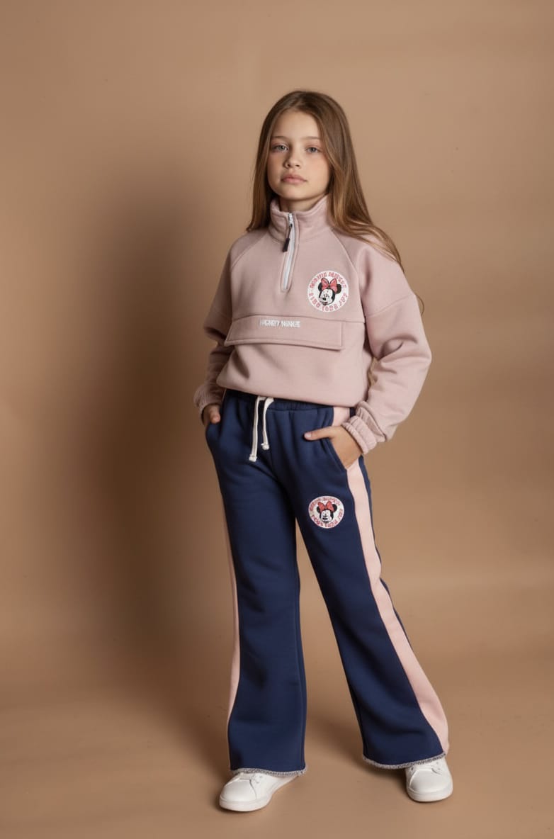 Premium Quality &#39;&#39;Mickey Mouse&#39;&#39; Printed  Mock Neck fleece Suit for Girls