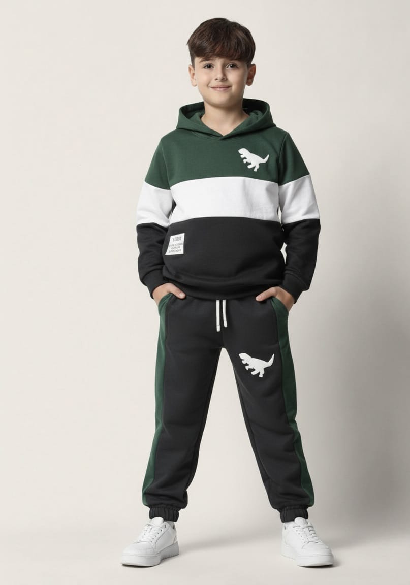 Premium Quality &quot;DINO&quot; Printed fleece Hoodie Suits For Kids