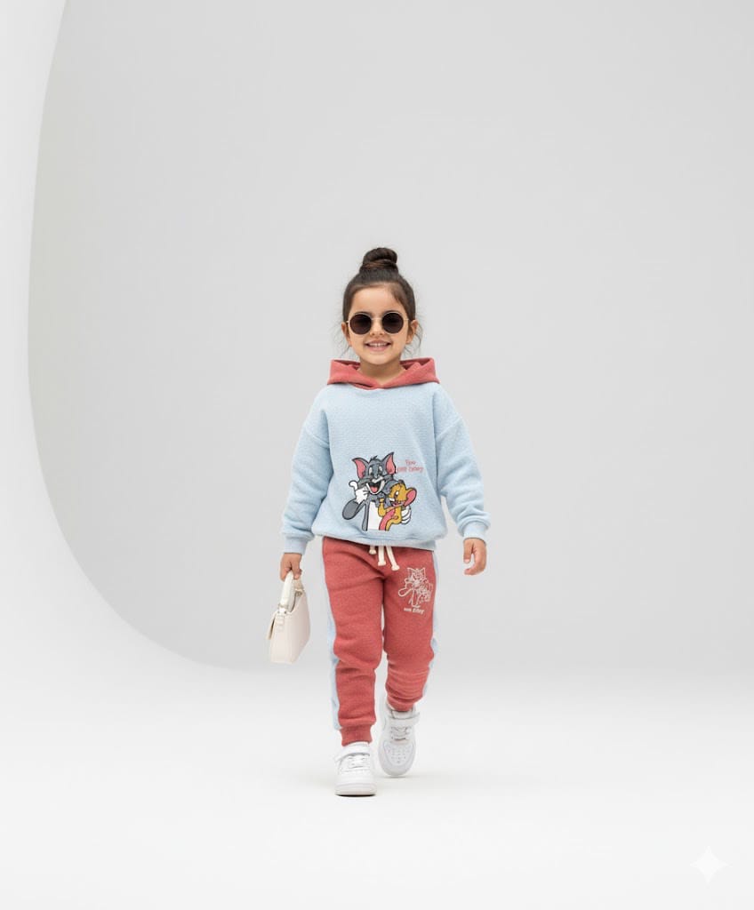Premium Quality &quot;Tom &amp; Jerry&quot; Printed Knit Sweater fleece Hoodie Suit for Girls