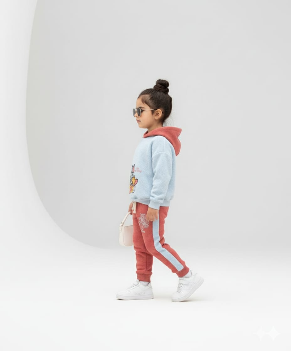 Premium Quality &quot;Tom &amp; Jerry&quot; Printed Knit Sweater fleece Hoodie Suit for Girls