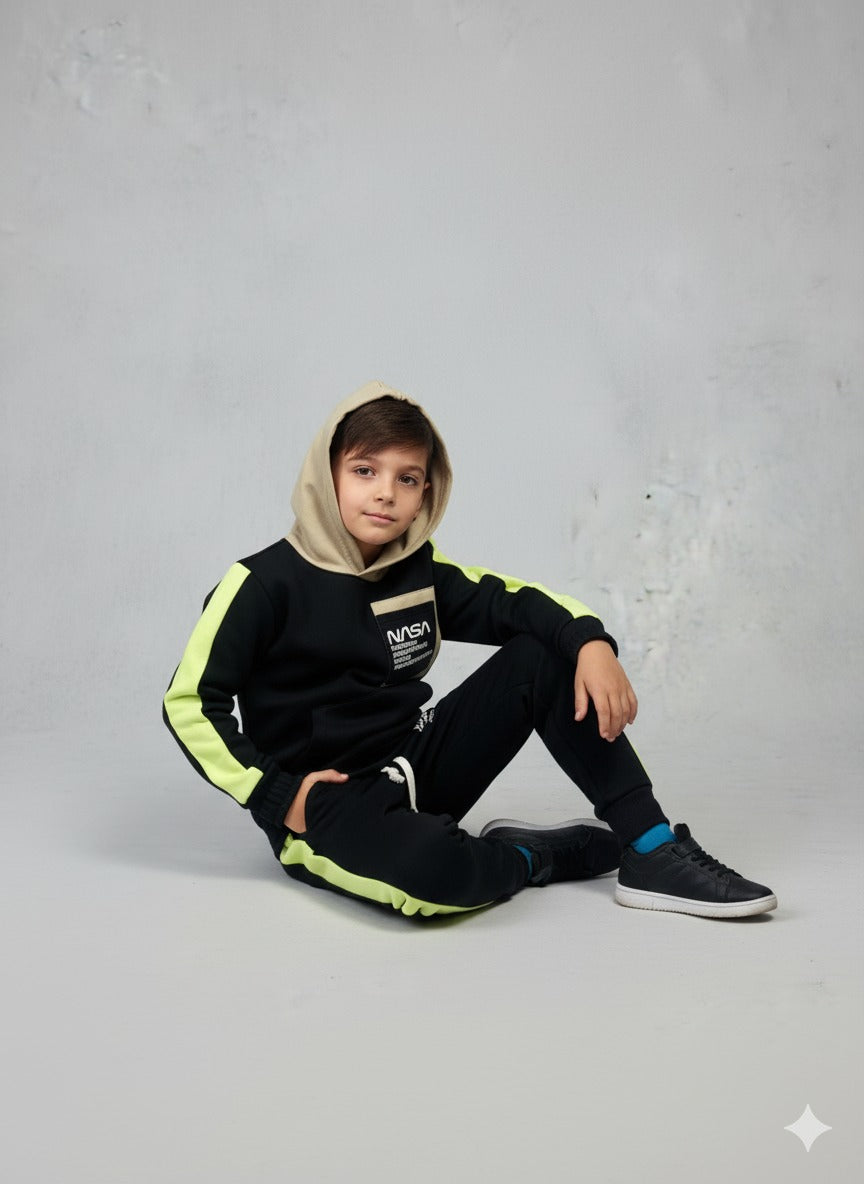 Premium Quality "NASA" Printed Fleece Hoodie Suit For Boys