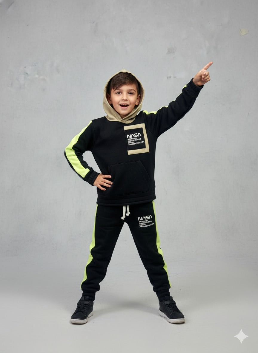 Premium Quality "NASA" Printed Fleece Hoodie Suit For Boys