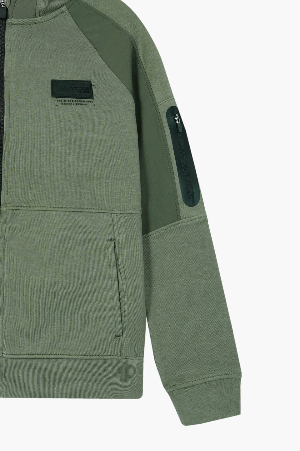 Boys Premium Quality Printed Olive Zipper Hoodie