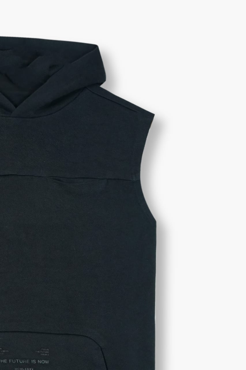 Boys "The Futre Is Now" Printed Sleeveless Hoodie Jacket