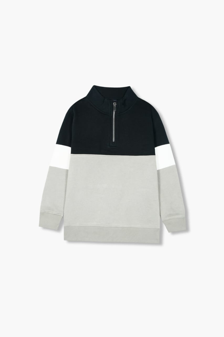 Premium Quality Contrast Pannel Mock Neck Half Zipper Full Sleeve