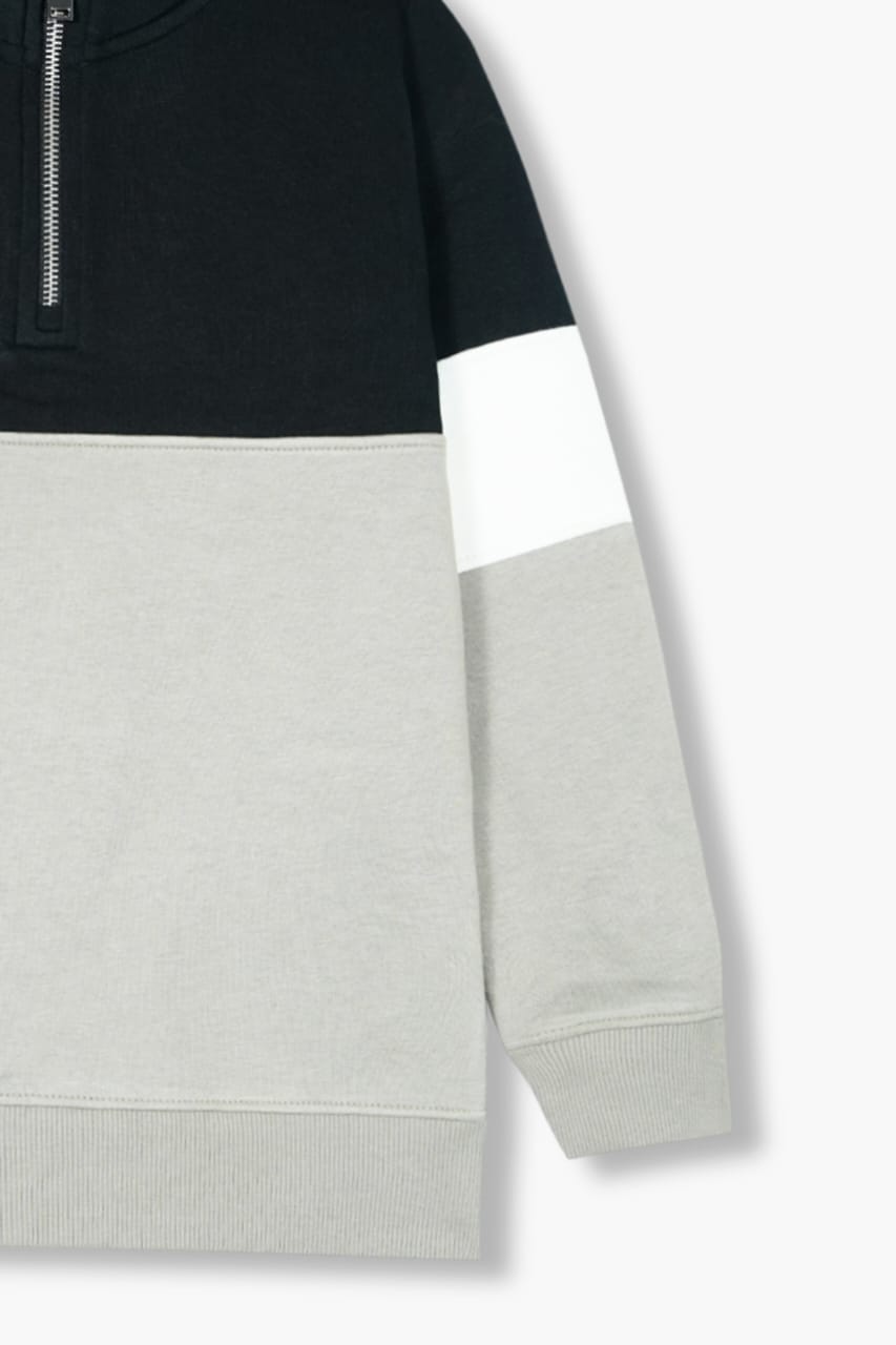 Premium Quality Contrast Pannel Mock Neck Half Zipper Full Sleeve