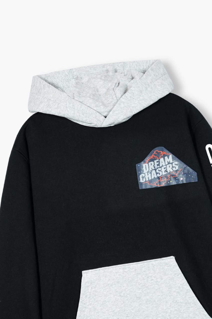 Premium Quality "Dream Chasers" Printed  Fleece Pull-over Grey& Black Hoodie For Boys
