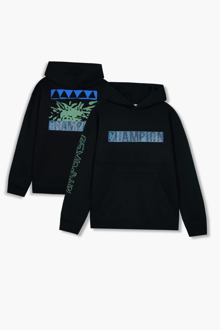 Premium Quality "CHAMPION" Printed black Pull-Over Hoodie For Kids