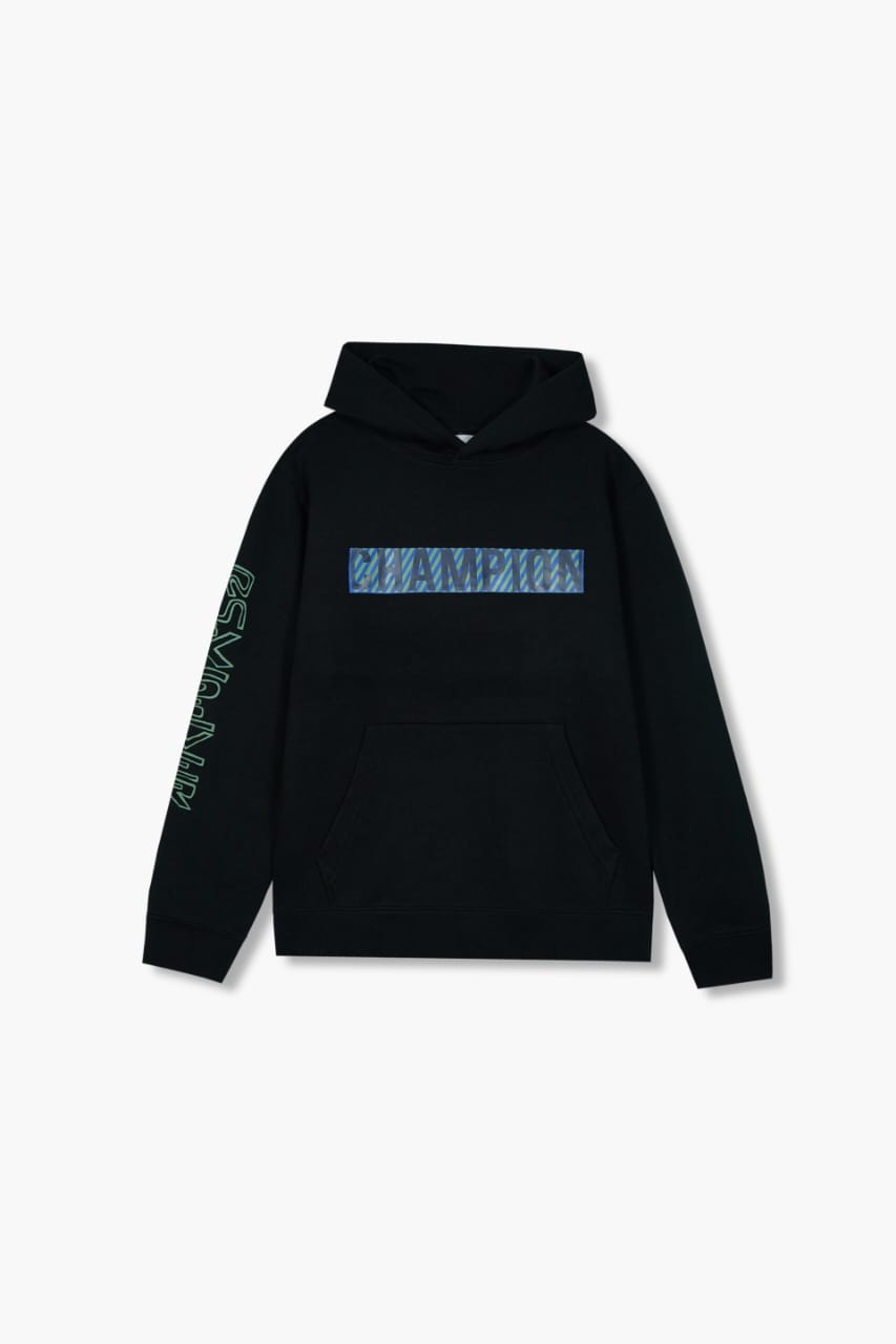 Premium Quality "CHAMPION" Printed black Pull-Over Hoodie For Kids
