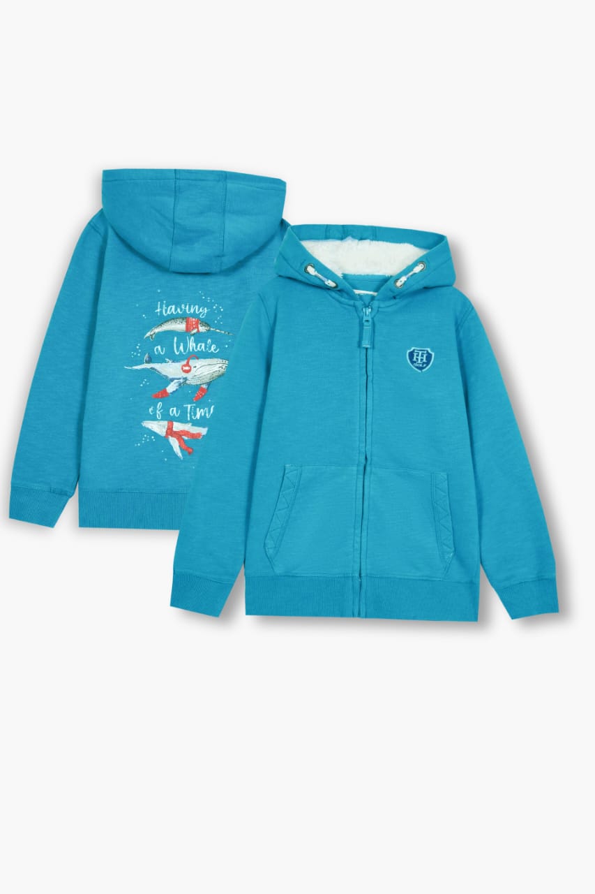 Girls Soft Cotton  Embroidered brushed Fleece  Zipper Hoodie