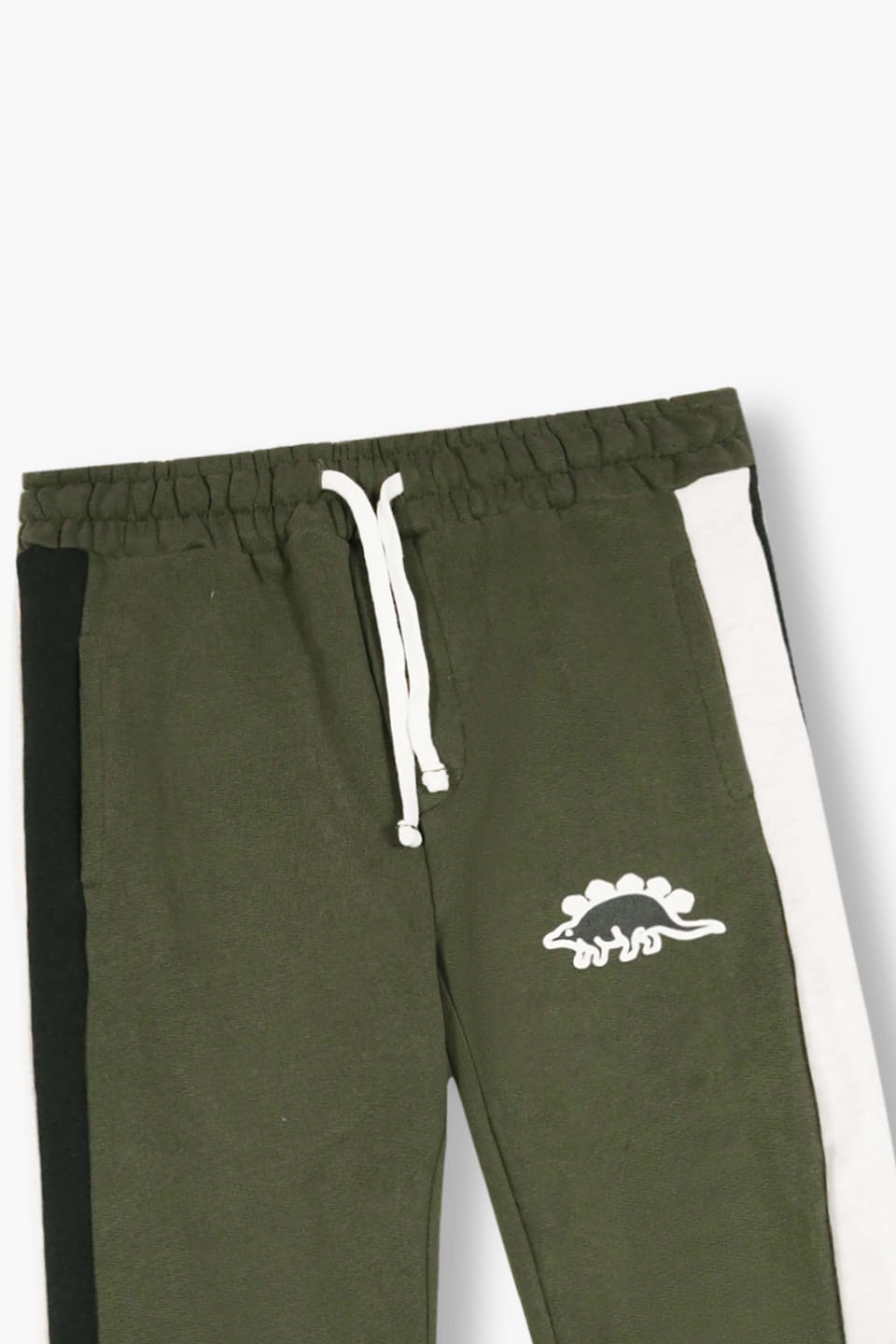 Premium Quality "Dino" Printed Pannel Olive Hoodie Suits For Kids