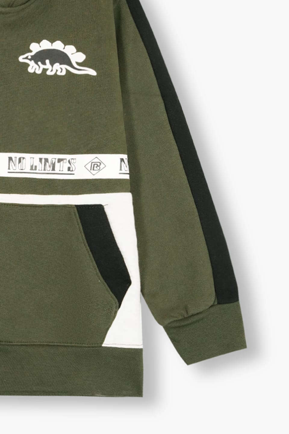 Premium Quality "Dino" Printed Pannel Olive Hoodie Suits For Kids