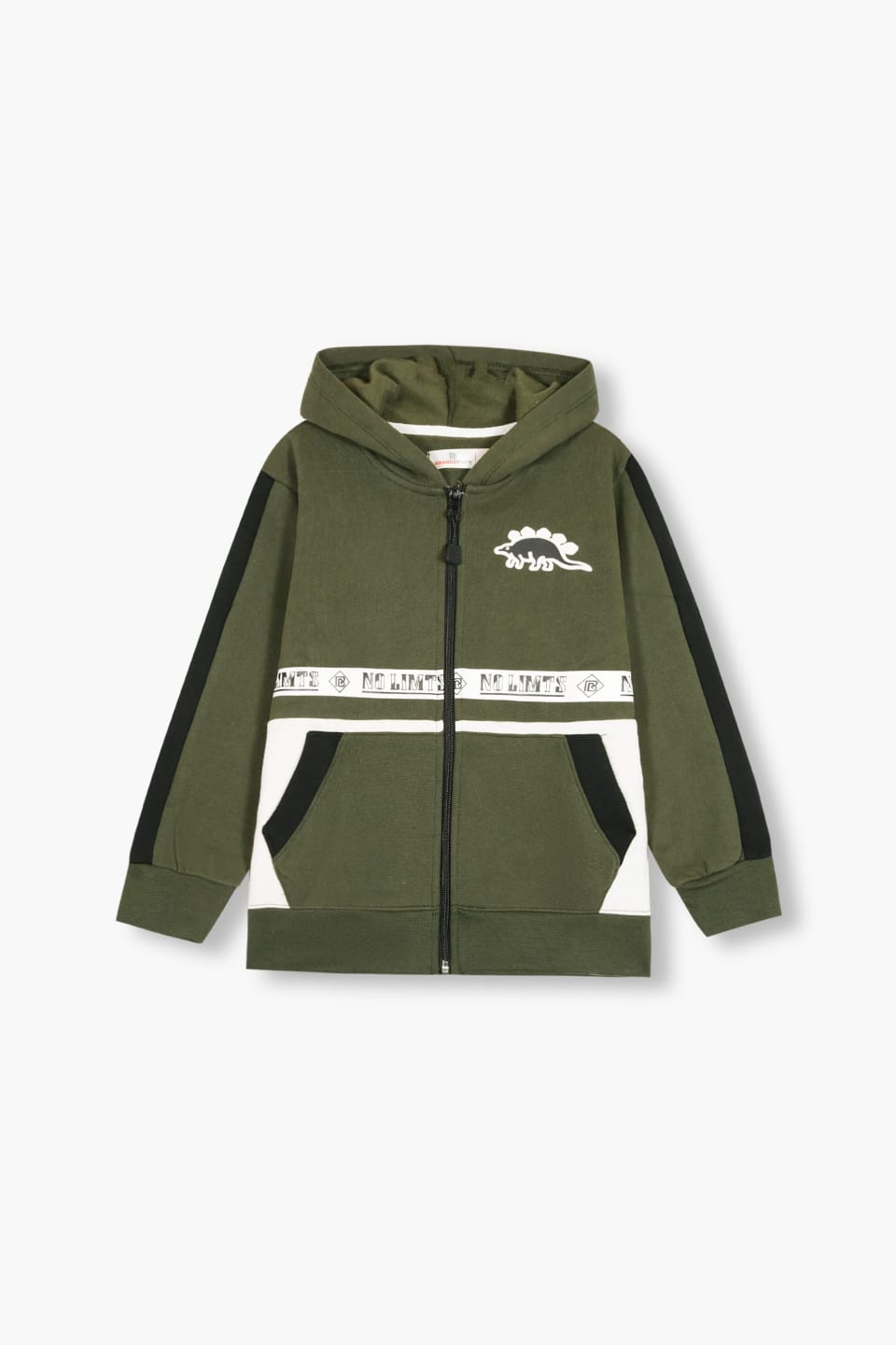 Premium Quality "Dino" Printed Pannel Olive Hoodie Suits For Kids