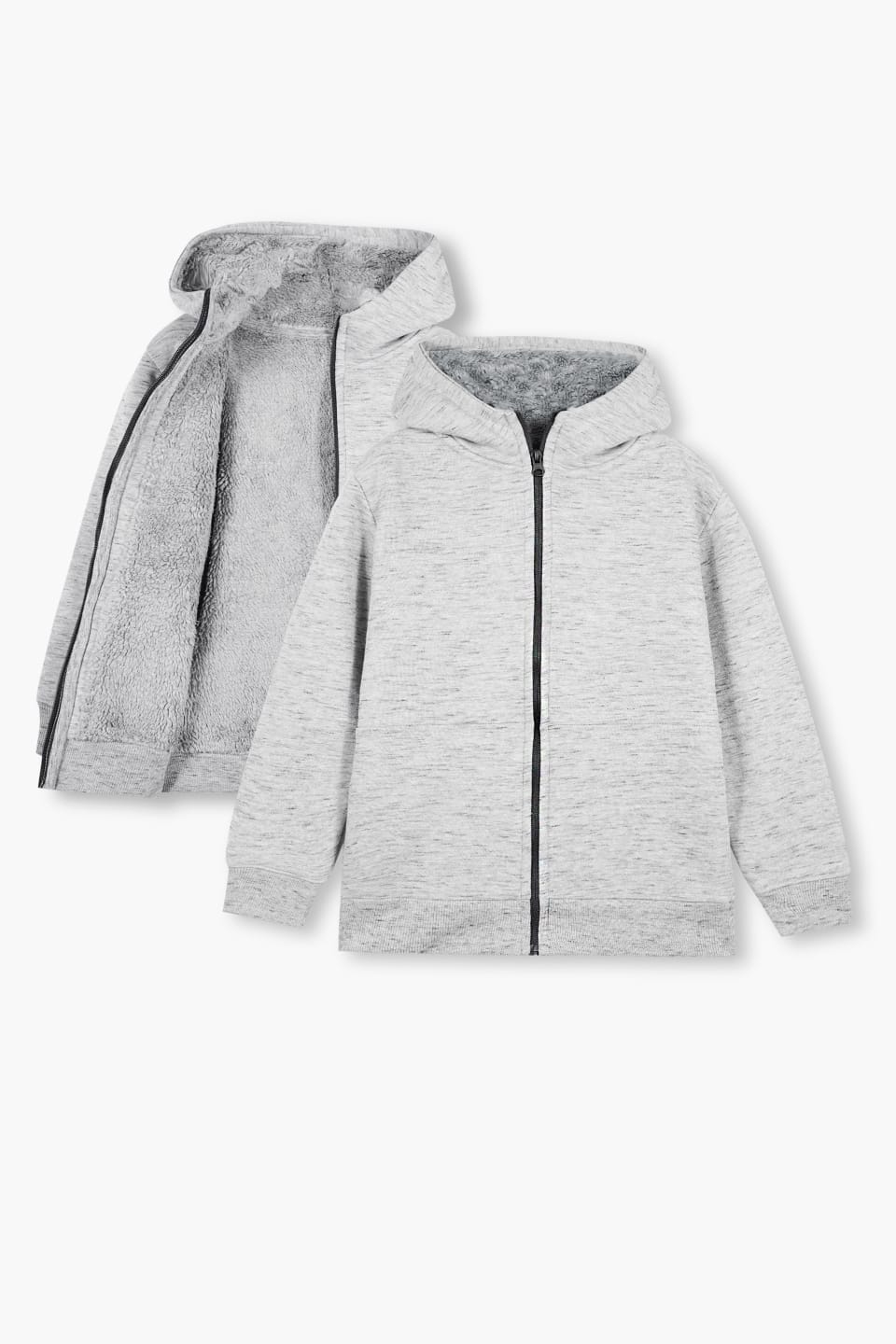 Premium Quality Grey Texture Sherpa Jacket For Kids