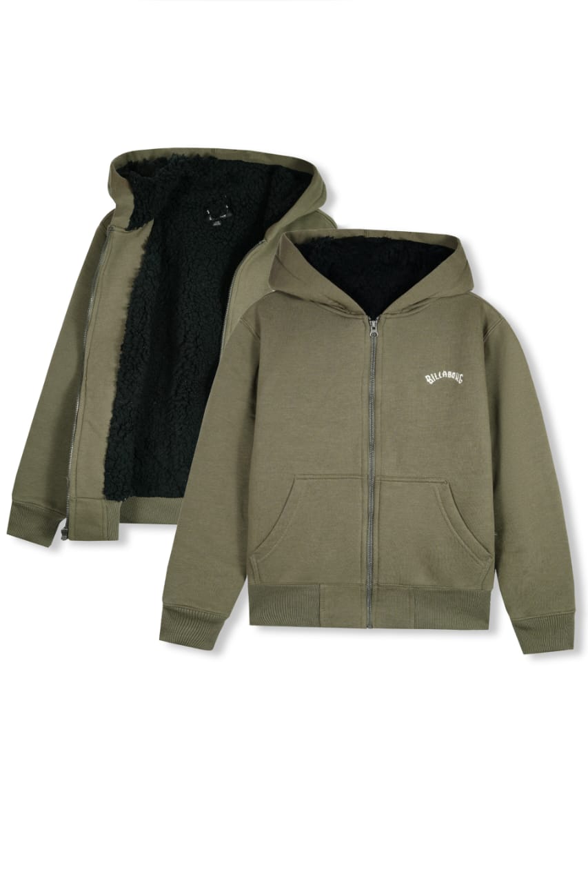 Premium Quality "Bilabong"embroidered Sherpa Jacket with Kangroo Pockets For Kids