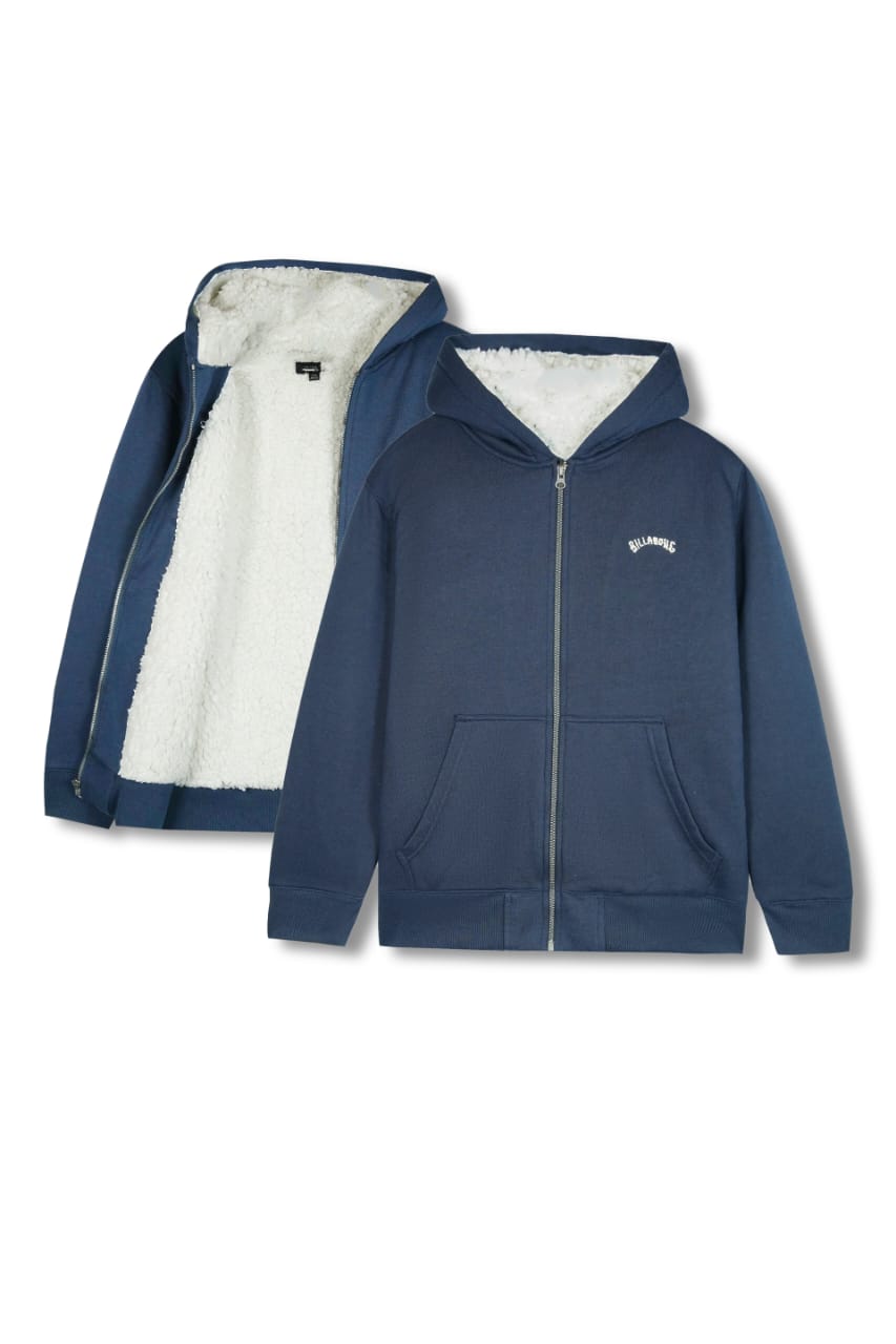 Premium Quality "Bilabong"embroidered Navy Sherpa Jacket For Kids