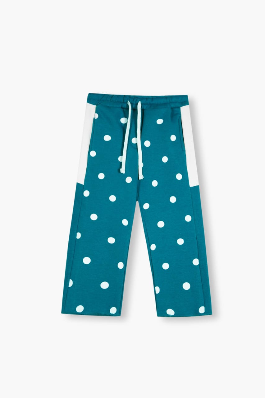 Premium Quality "Juice party" Printed Fleece Suit With Polka Dot Trouser For Girls