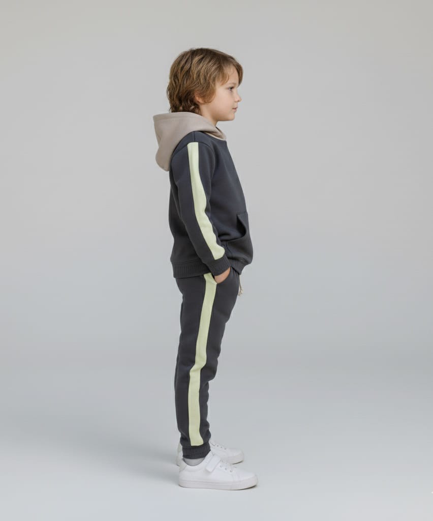 Premium Quality "NASA" Printed Fleece Grey Hoodie Suit For Boys