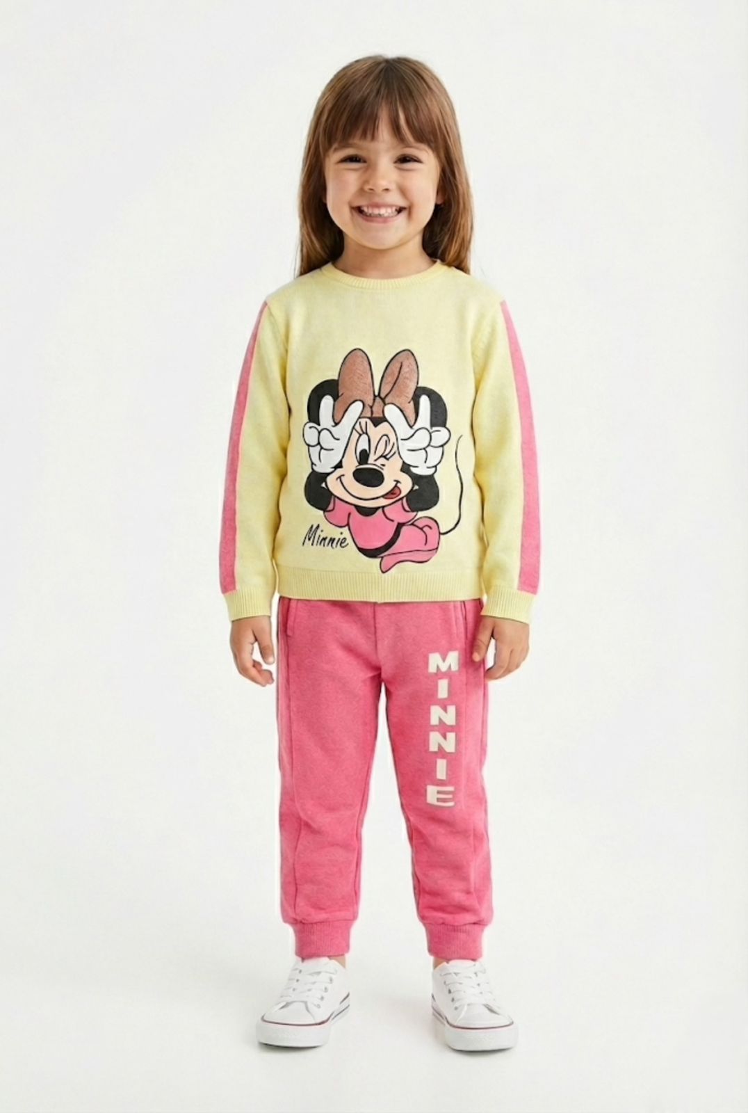 Premium Quality "Minnie Mouse" Printed Knit Sweater Fleece Hoodie Suit For Kids