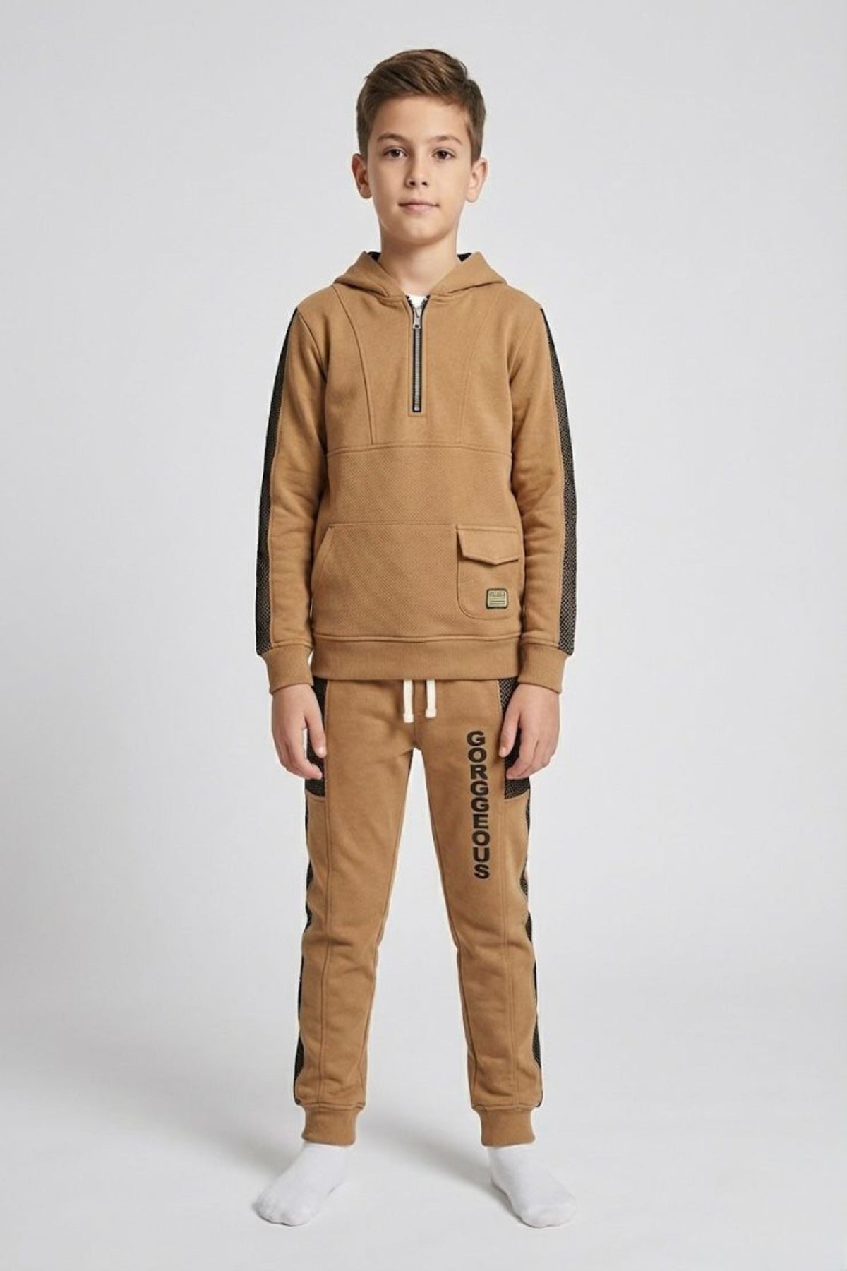 Premium Quality "Gorgeous" Printed  Pannel Hoodie Suit For Boys