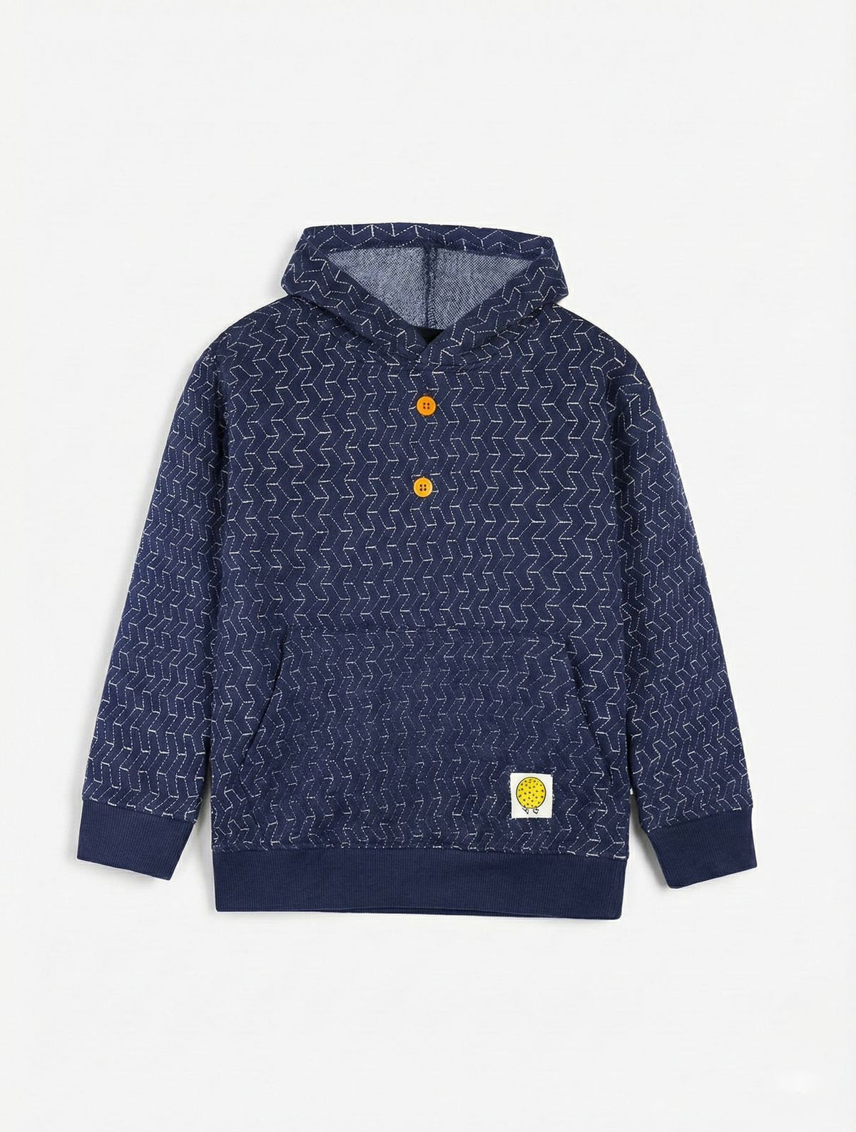 Premium Quality Navy Quilited Jacquard Hoodie For Kids
