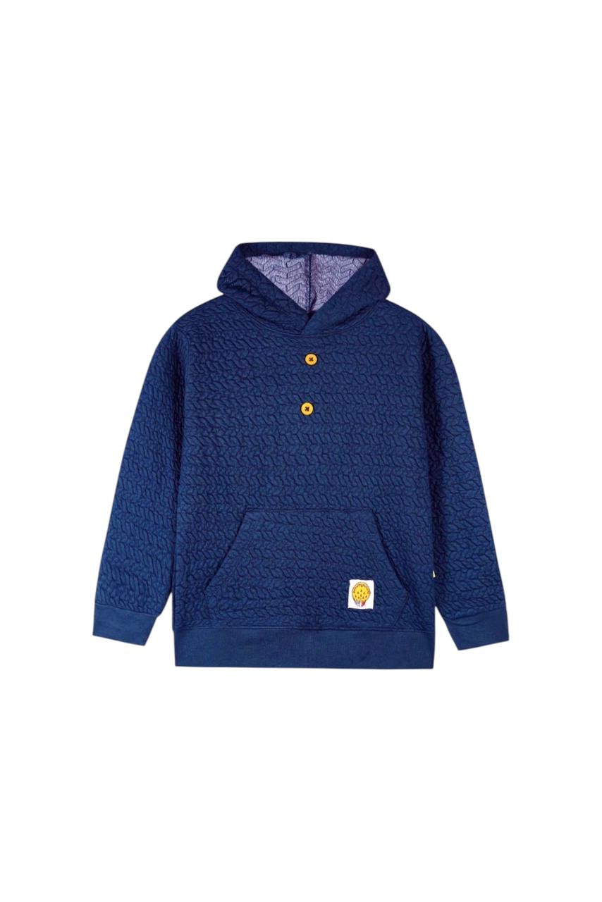 Premium Quality Navy Quilited Jacquard Hoodie For Kids