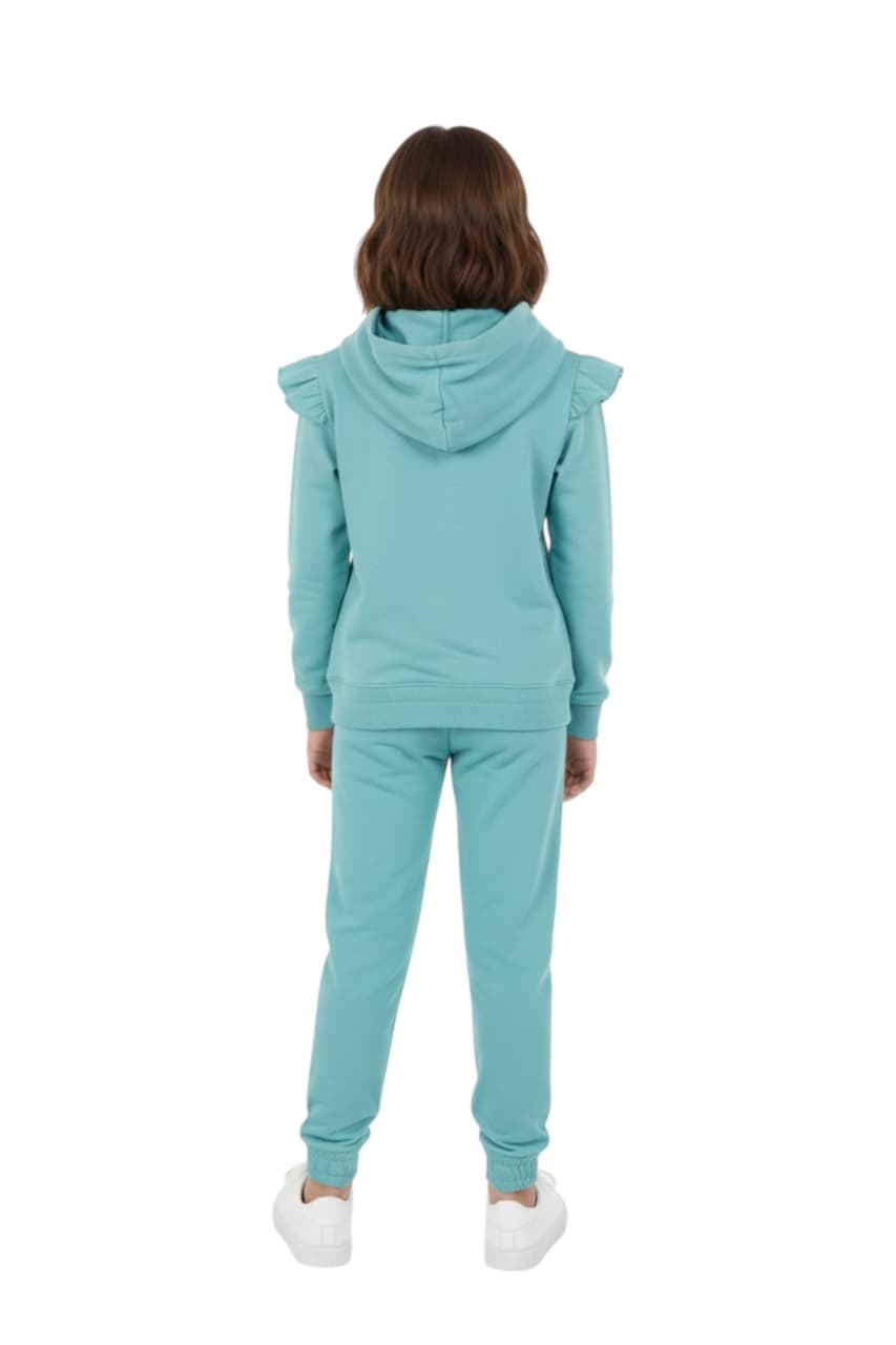 Premium Quality "Rainbow" Printed Fleece Hoodie  suit With Polka Dot For Girls