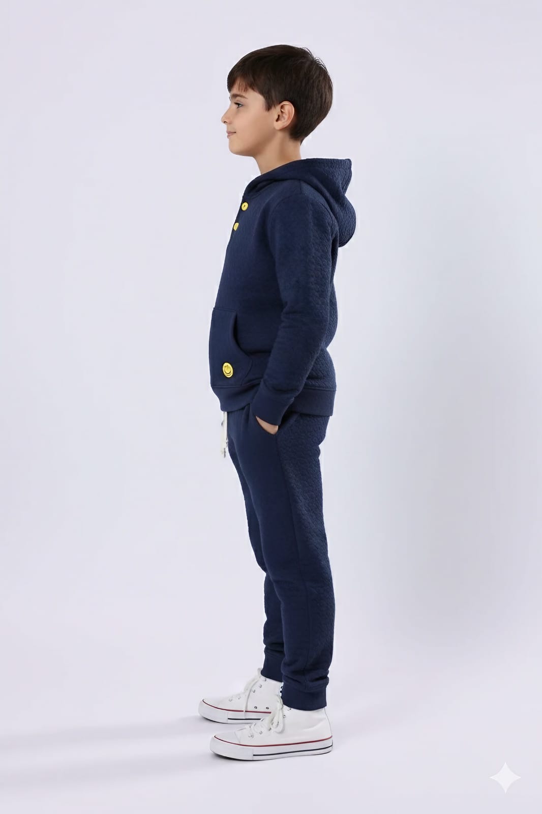 Premium Quality Quilted Jacquard Navy Tracksuit For Kids