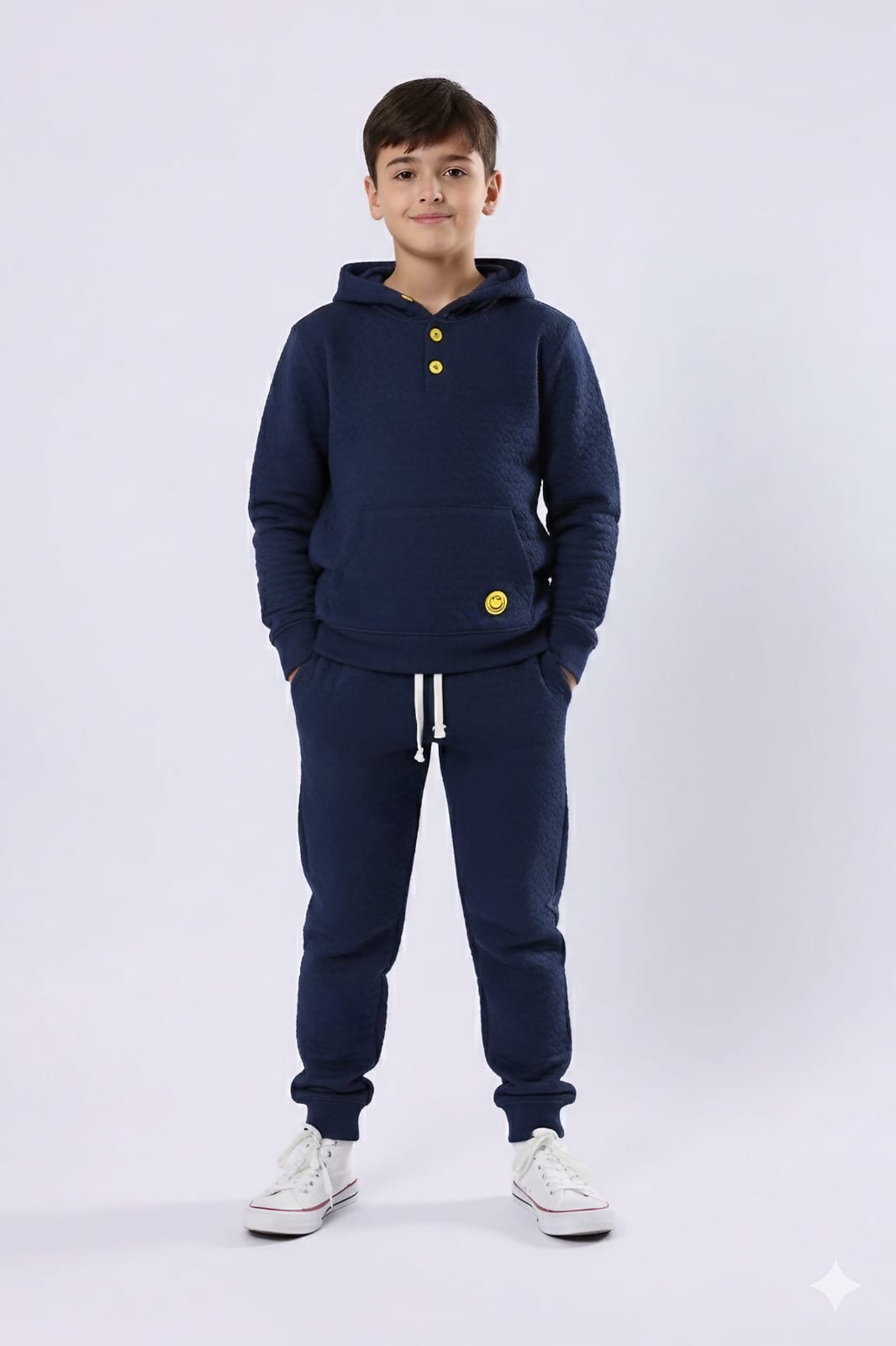 Premium Quality Quilted Jacquard Navy Tracksuit For Kids