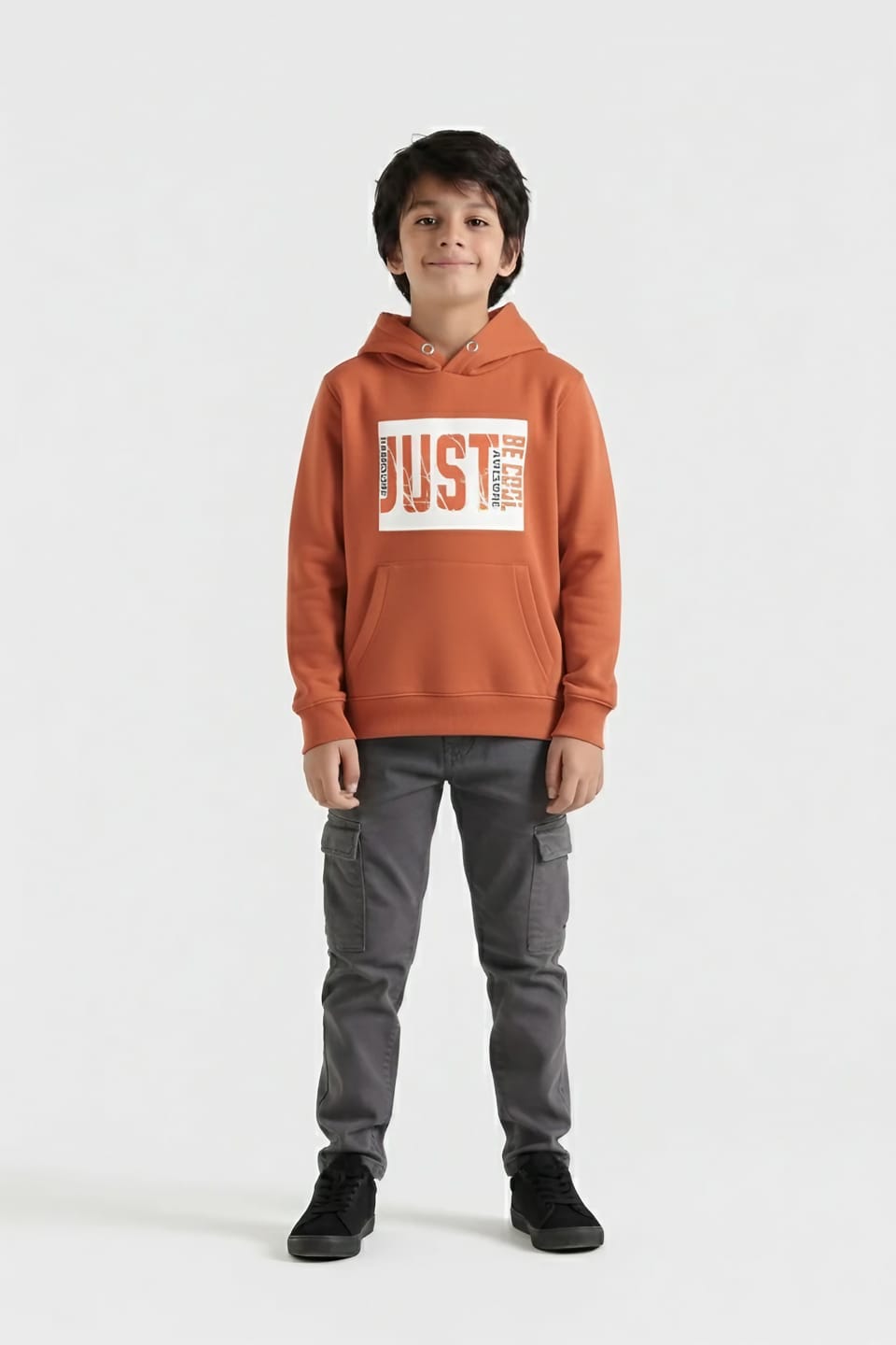 Premium Quality &quot;Just Be Cool&quot; Printed Pull-Over Kangaroo Pocket Fleece Hoodie