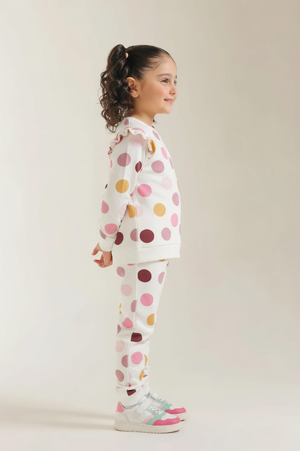 Premium Quality &quot;Polka Dot&quot; Printed All-Over Sweat Suit For Kids