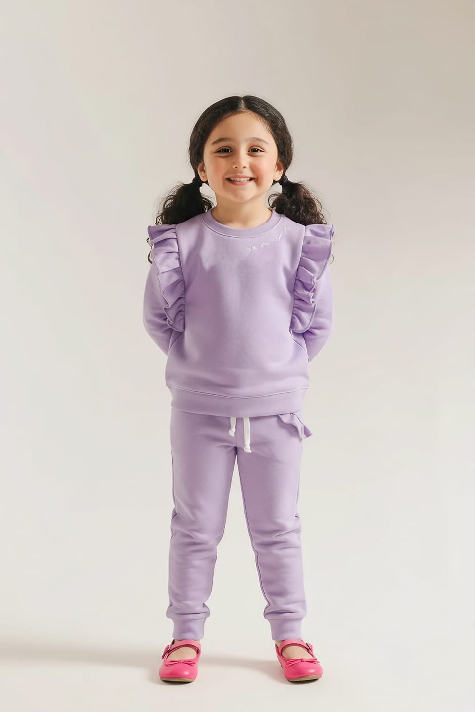 Premium Quality &quot;Magical Girl&quot; Printed Frilled Fleece Suit For Girls