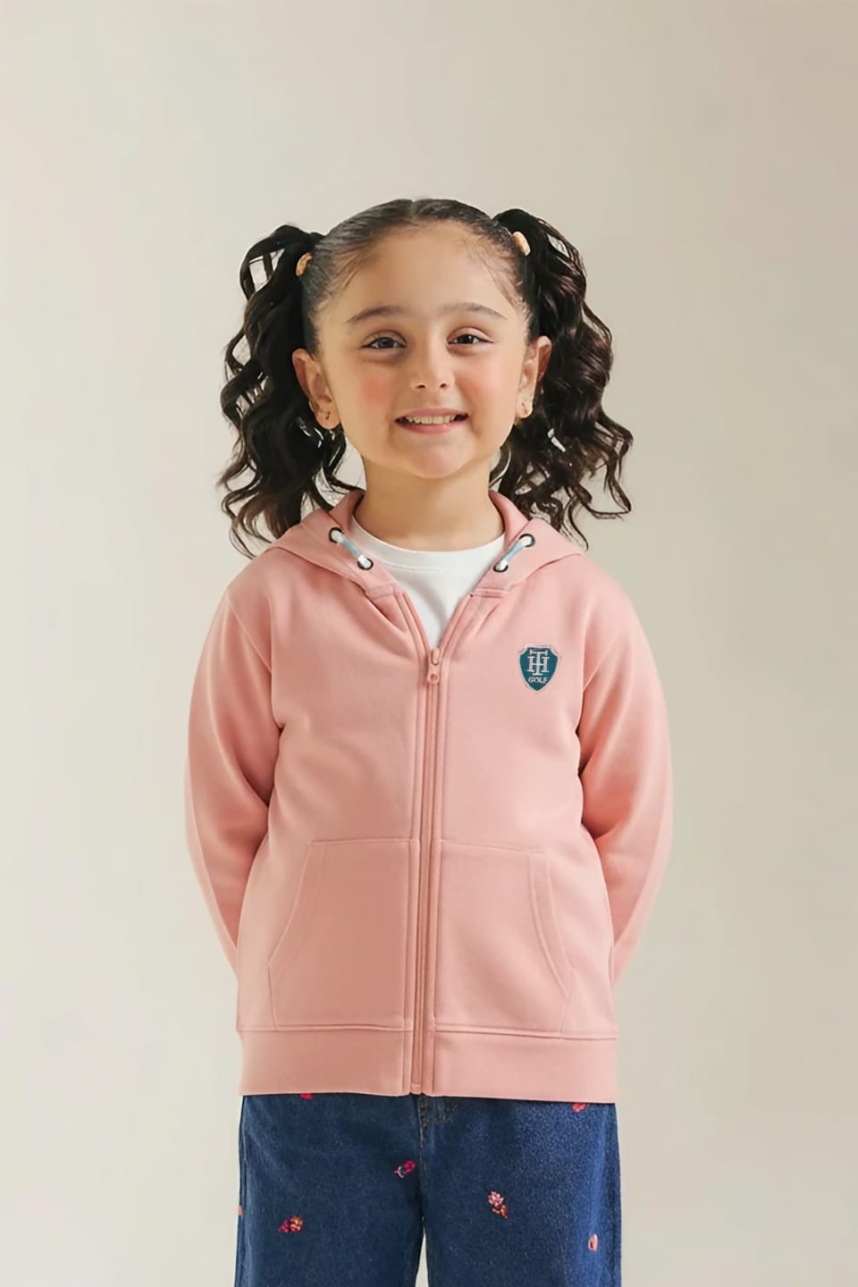 Girls Soft Cotton &quot; Chill Vibes&quot; Embroidered brushed Terry  Zipper Hoodie