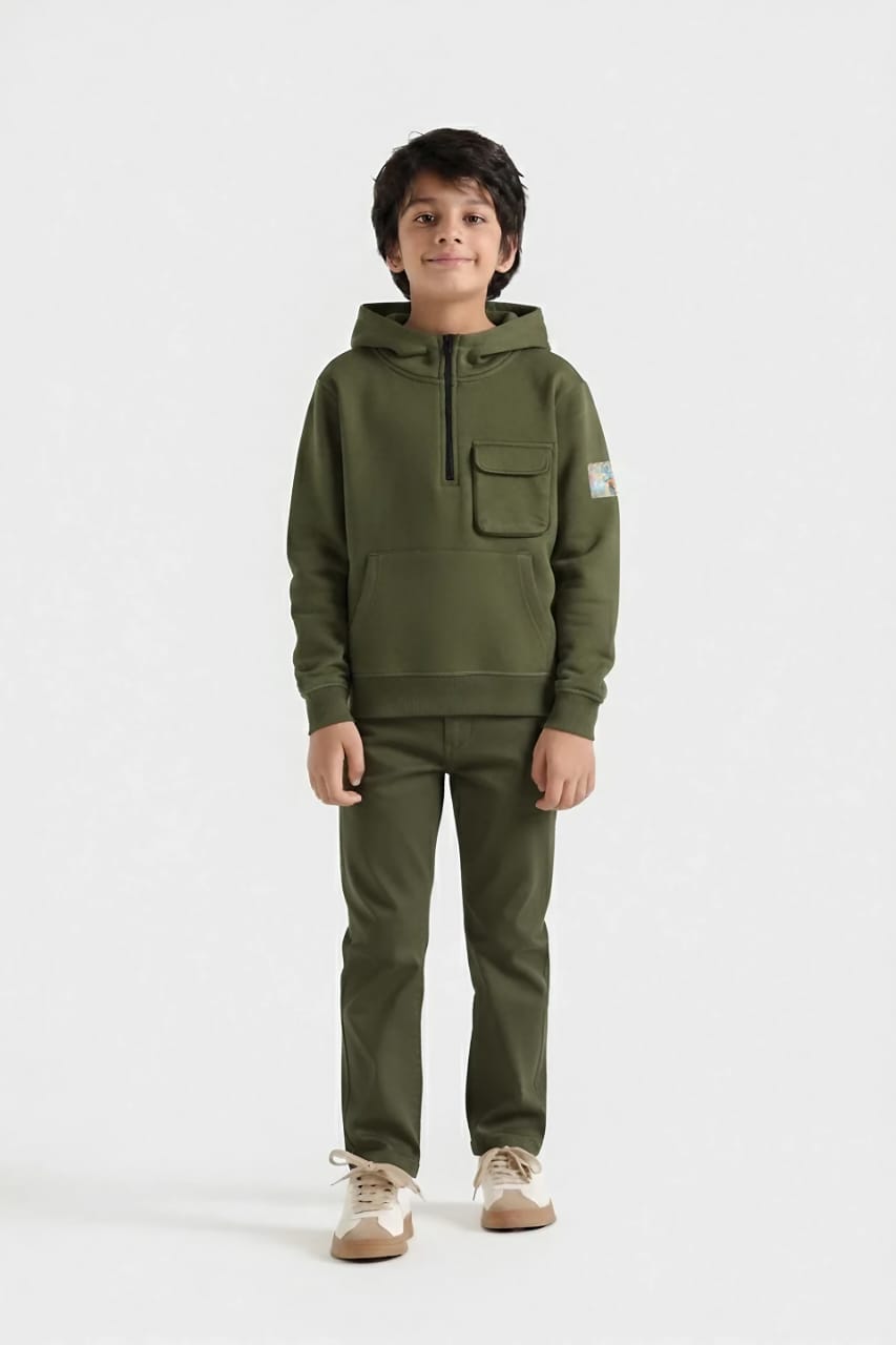 Premium Quality Quarter Zip Pull-Over Hoodie For Boys