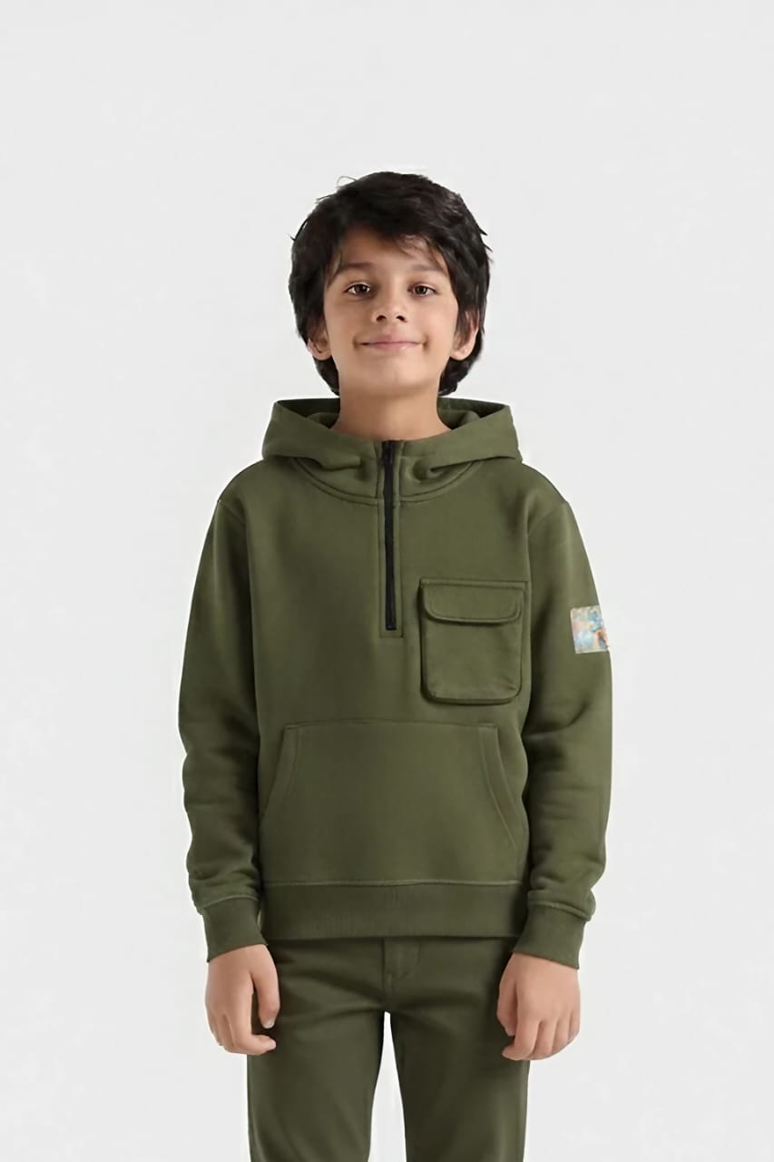 Premium Quality Quarter Zip Pull-Over Hoodie For Boys