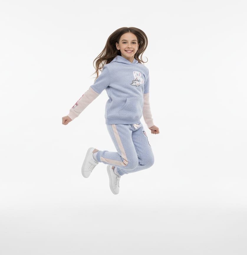 Premium Quality &quot;Bunny &quot; Printed Knit Sweater fleece Hoodie Suit for Girls
