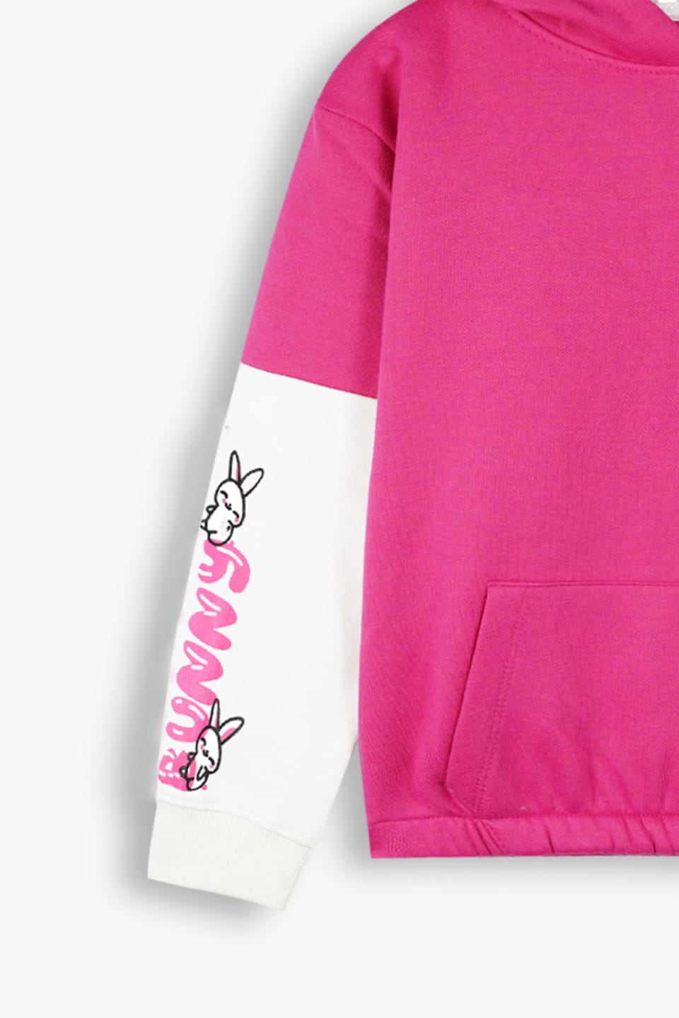 Premium Quality &quot;Bunny &quot; Printed Panel Fleece Pullover Hoodie Suit For Girls